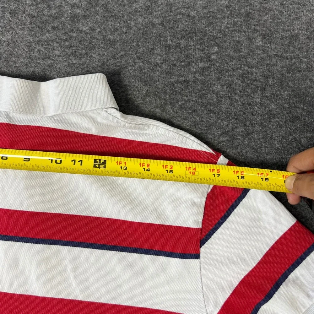 Vintage Polo Ralph Lauren Polo Shirt Men's Large Red White Striped Custom Fit